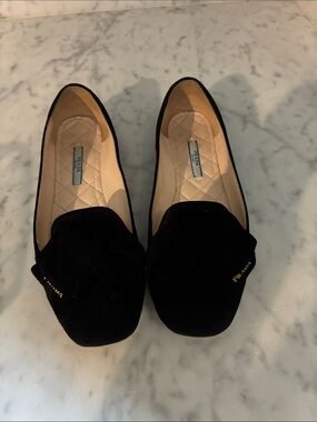 Prada Black Suede Bow Loafers for Women